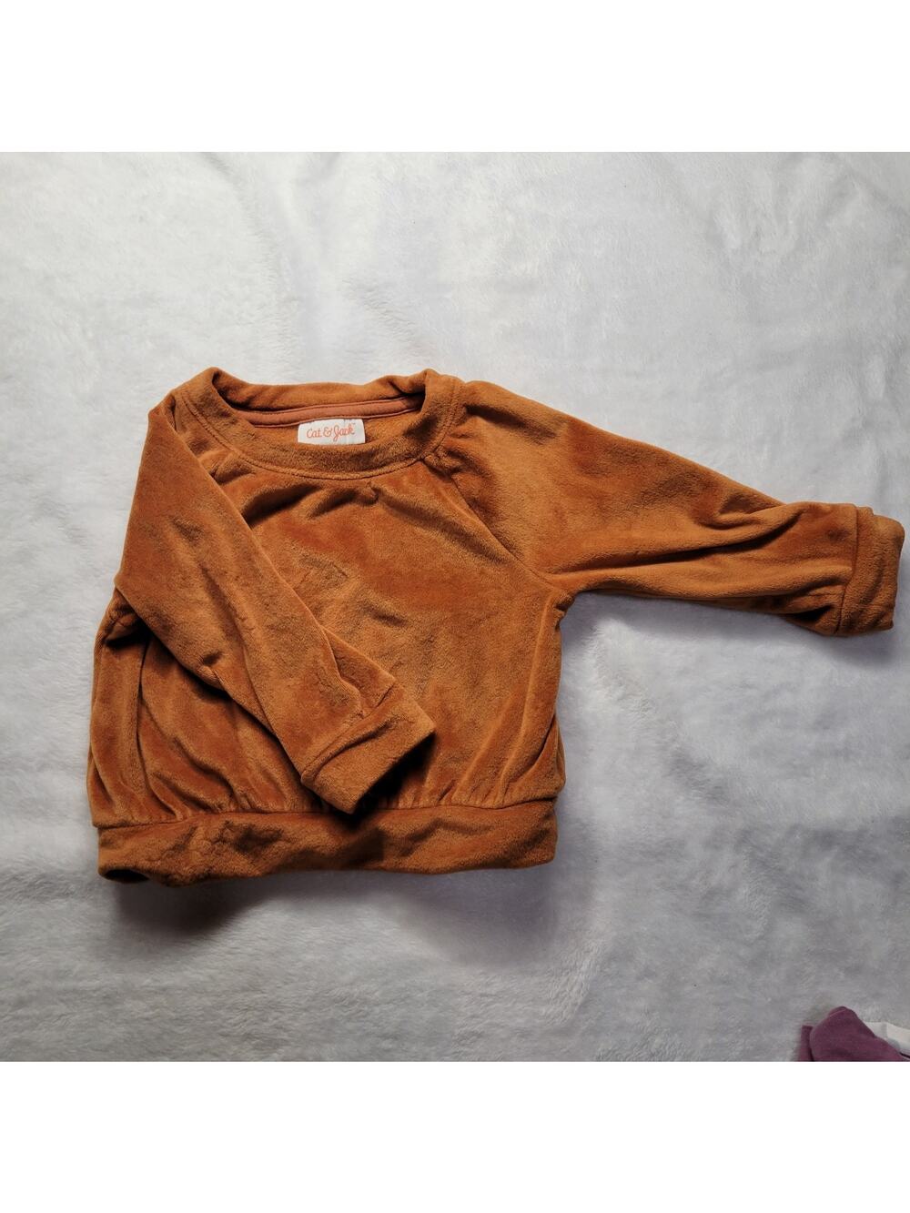 CAT and JACK Sweater Baby Girl 12 Months Orange Toddler Textured Pullover Fuzzy